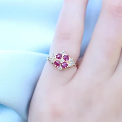14ct Rose Gold Antique Ruby and Old Cut Diamond Ring