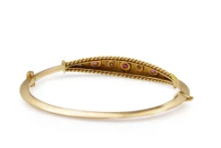 9ct Rose Gold Antique Ruby and Old Cut Diamond Bangle