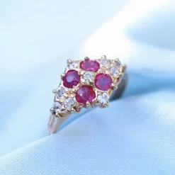 14ct Rose Gold Antique Ruby and Old Cut Diamond Ring