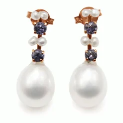 14ct Rose Gold Antique Sapphire and Pearl Earrings