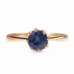 9ct Rose Gold Antique Sapphire Solitaire Ring