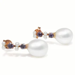 14ct Rose Gold Antique Sapphire and Pearl Earrings
