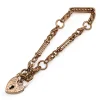 9ct Rose Gold Antique Style 'Prince of Wales' Bracelet with Heart Padlock