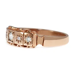 9ct Rose Gold Antique Style 5 Stone Diamond Ring