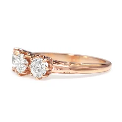 18ct Rose Gold Antique Style 3 Stone Diamond Ring