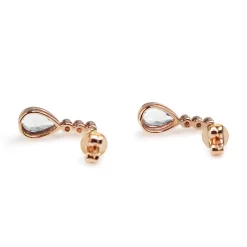 9ct Rose Gold Aquamarine and Diamond Drop Earrings