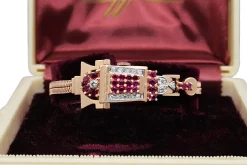 14ct Rose Gold Art Deco Ruby and Diamond Watch / Bracelet