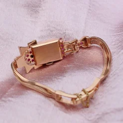 14ct Rose Gold Art Deco Ruby and Diamond Watch / Bracelet