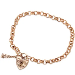 9ct Rose Gold Belcher Link Bracelet with Padlock Clasp