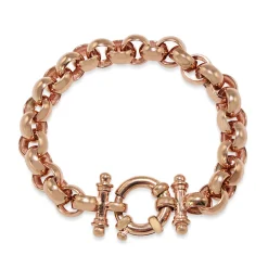 9ct Rose Gold Belcher Link Bracelet With Bolt Ring Clasp
