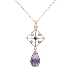 9ct Rose Gold Briolette Amethyst Necklace