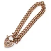 9ct Rose Gold Curb Link Bracelet with Heart Padlock