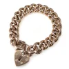 9ct Rose Gold Curb Link Bracelet with Heart Padlock Clasp