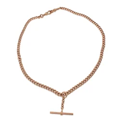 9ct Rose Gold Curb Link Graduated Fob Chain Necklace
