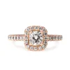 18ct Rose Gold Cushion Cut Diamond Halo Ring