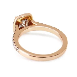 18ct Rose Gold Cushion Cut Diamond Halo Ring