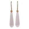 18ct Rose Gold Diamond and Rose Quartz Drop Earrings
