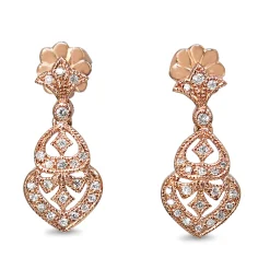 9ct Rose Gold Diamond Art Deco Style Earrings