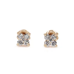 18ct Rose Gold Diamond 'Clover' Style Stud Earrings