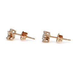 18ct Rose Gold Diamond 'Clover' Style Stud Earrings