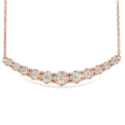 14ct Rose Gold Diamond Cluster Necklace