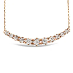 14ct Rose Gold Diamond Cluster Necklace