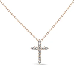 18ct Rose Gold Diamond Cross Necklace