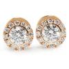 18ct Rose Gold Diamond Halo Stud Earrings