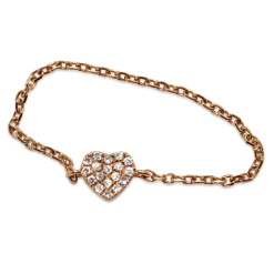 14ct Rose Gold Diamond Heart Chain Ring