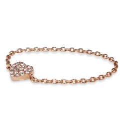 14ct Rose Gold Diamond Heart Chain Ring