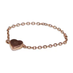 14ct Rose Gold Diamond Heart Chain Ring