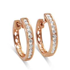 9ct Rose Gold Diamond Hoop Earrings