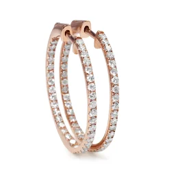 14ct Rose Gold Diamond Hoop Earrings