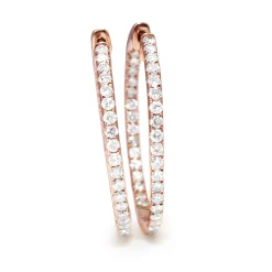 14ct Rose Gold Diamond Hoop Earrings