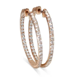14ct Rose Gold Diamond Hoop Earrings