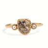 18ct Rose Gold Diamond Salt and Pepper Slice 3 Stone Ring
