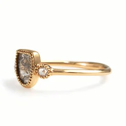 18ct Rose Gold Diamond Salt and Pepper Slice 3 Stone Ring