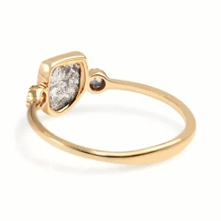 18ct Rose Gold Diamond Salt and Pepper Slice 3 Stone Ring