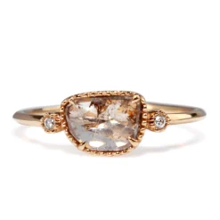18ct Rose Gold Diamond Slice Ring