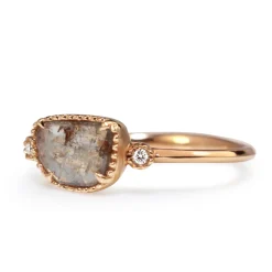 18ct Rose Gold Diamond Slice Ring