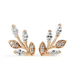 18ct Rose Gold Diamond Vine Ear Climber Earrings
