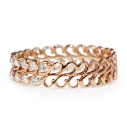 18ct Rose Gold Double Diamond Band