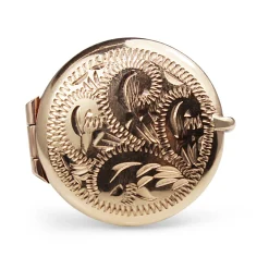 9ct Rose Gold Engraved Locket Ring