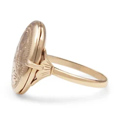 9ct Rose Gold Engraved Locket Ring
