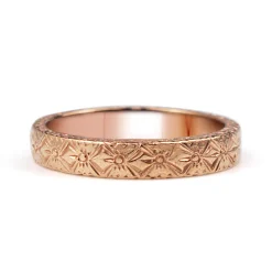 9ct Rose Gold Engraved Wedding Band