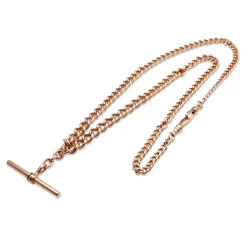 9ct Rose Gold Estate Graduated Curb Link Fob Chain Necklace