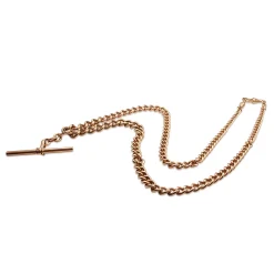 9ct Rose Gold Estate Graduated Curb Link Fob Chain Necklace