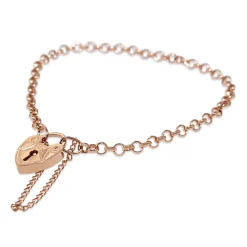 9ct Rose Gold Fine Belcher Link Bracelet With Padlock Clasp