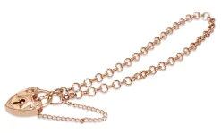 9ct Rose Gold Fine Belcher Link Bracelet With Padlock Clasp