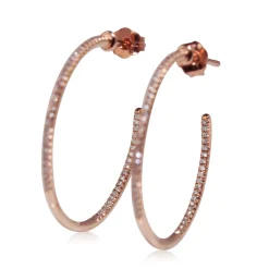 14ct Rose Gold Fine Diamond Hoop Earrings